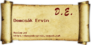 Demcsák Ervin névjegykártya